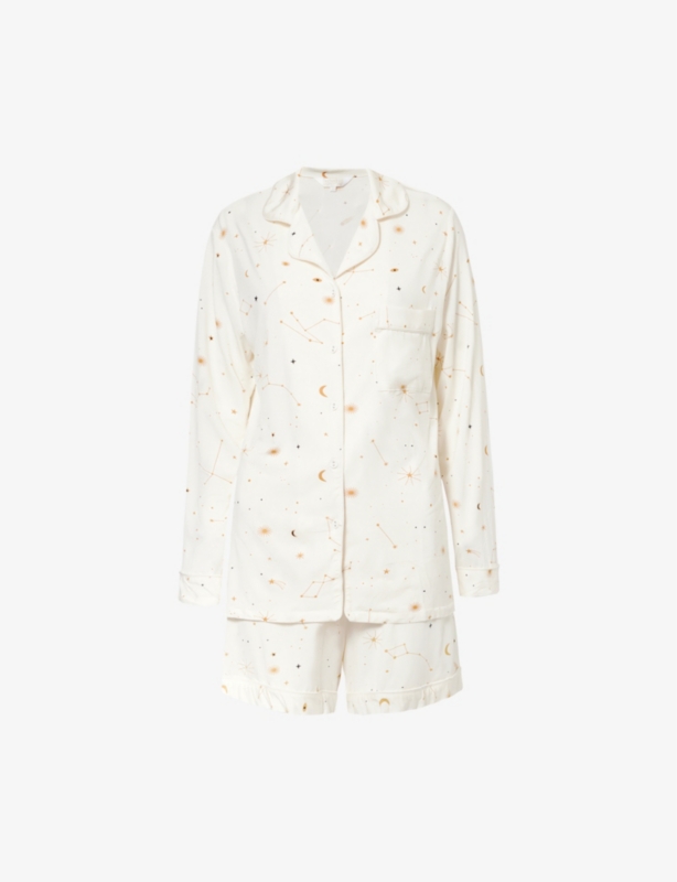 Graphic-print long-sleeve jersey pyjama set