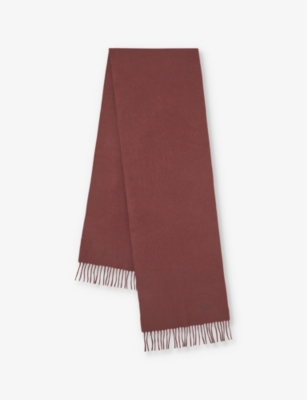 MULBERRY: Brand-embroidered fringed-trim wool scarf