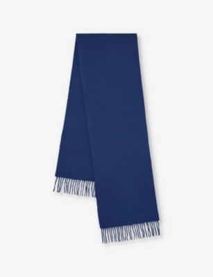 MULBERRY: Brand-embroidered fringed-trim wool scarf