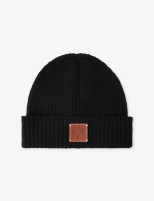 MULBERRY: Branded-patch ribbed wool beanie