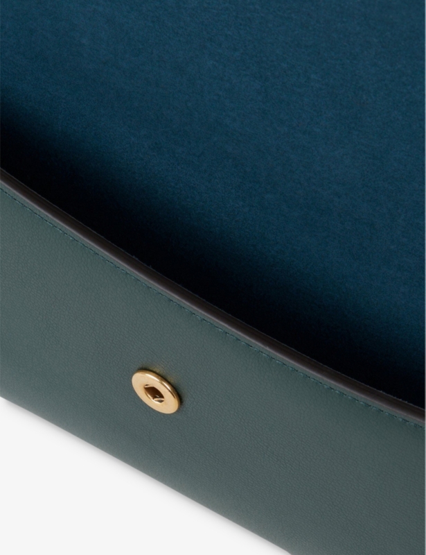 Branded-hardware fold-over leather pouch