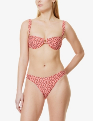 Monday Swimwear Womens Palma Triangle Recycled-nylon Blend Bikini Top Lattice Geo In Lattice Geo