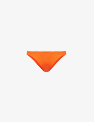 Monday Swimwear Womens Byron Recycled-nylon Blend Bikini Bottoms Papaya Rib In Papaya Rib