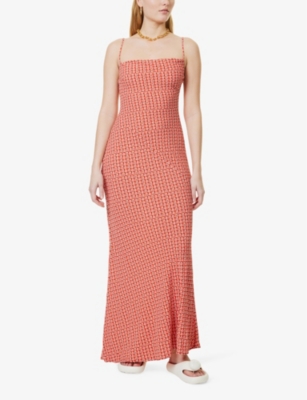 Cote D'azur lattice geometric-pattern woven maxi dress
