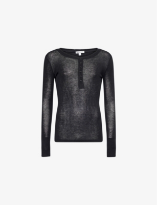 JADED LONDON: Haze Henley Long-Sleeves Slim-Fit Woven-Blend Top