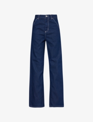 Carhartt Omens Blue Simple Brand-patch Straight-leg High-rise Denim Trousers