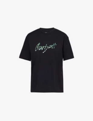 CARHARTT OMENS CARHARTT WIP DRIP SCRIPT BRAND-PRINT COTTON-JERSEY T-SHIRT 