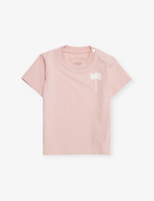 Palm Angels Babies' Brand-logo Short-sleeve Cotton-jersey T-shirt 6-36 Months Light Pink Off White