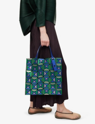BAO BAO ISSEY MIYAKE WOMENS BLUE MIX ENSEMBLE GEOMETRIC-PATTERN PVC TOTE BAG 