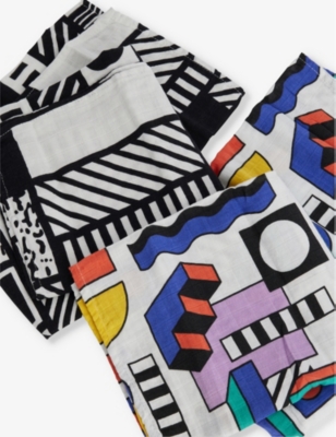 ETTA LOVES: Etta Loves x Walala Studio pack of two sensory reversible organic-cotton muslins 80cm x 80cm