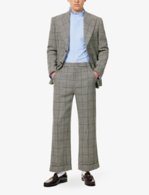 VALENTINO GARAVANI: Houndstooth-pattern straight-leg virgin-wool trousers
