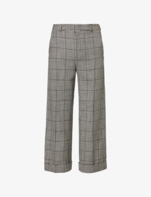 VALENTINO GARAVANI: Houndstooth-pattern straight-leg virgin-wool trousers