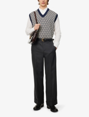 VALENTINO GARAVANI: Jacquard sleeveless wool-knit vest