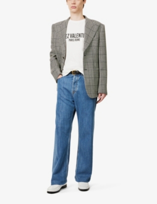 Valentino Cotton Crew Neck T-shirt With Graphic Print In Avorio