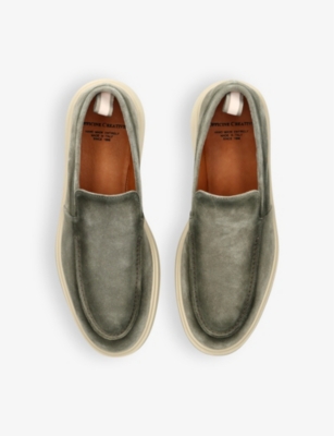 OFFICINE CREATIVE: Bones slip-on suede penny loafers