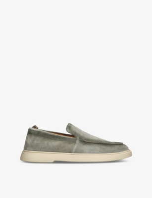 OFFICINE CREATIVE: Bones slip-on suede penny loafers