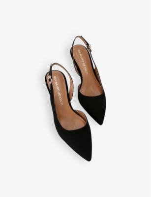 Kg Kurt Geiger Womens Aria Low 2 Slingback Suede Courts Blac In Black