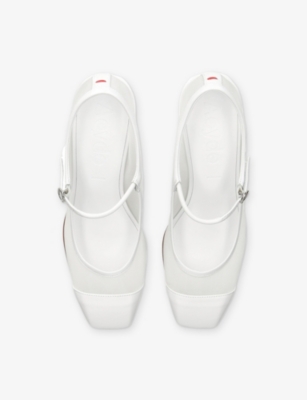 AEYDE: Aline Block-Heel Mesh Mary Jane Pumps