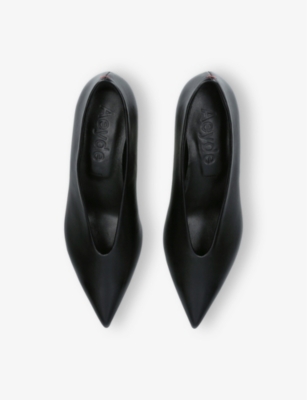 Aeyde Moa Leather Point-toe Flats In Black
