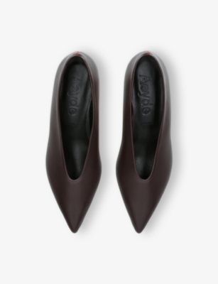 Aeyde Clara 35 Python-effect Leather Pumps In Dark Brown