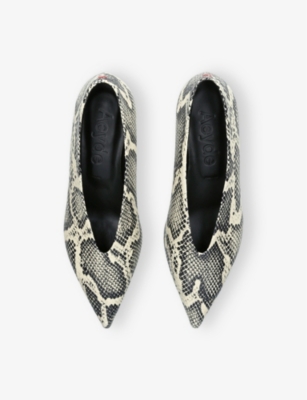 Aeyde Womens Clara Pointed-toe Snake-print Heeled Leather Pumps Crea In Cream