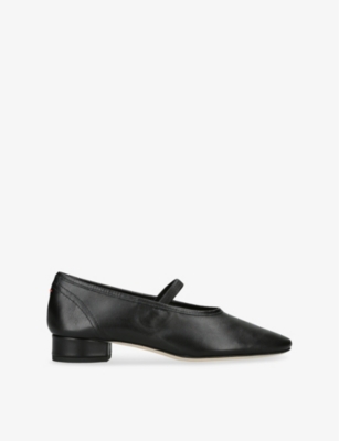 AEYDE: Pippa Block-Heel Leather Ballet Flats