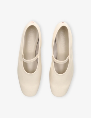 AEYDE: Pippa Block-Heel Leather Ballet Flats