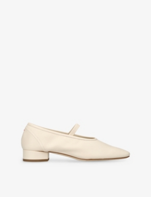 AEYDE: Pippa Block-Heel Leather Ballet Flats