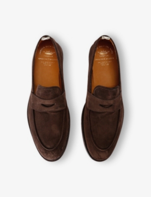 Officine Creative Opera Suede Penny Loafers In Dark Brown