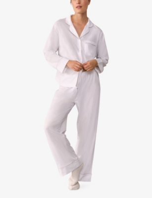The White Company S White Piped-trim Relaxed-fit Pima-cotton Pyjamas Xs In White