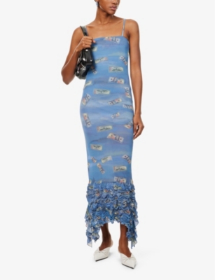 AVAVAV: Graphic-print ruched stretch-woven maxi dress