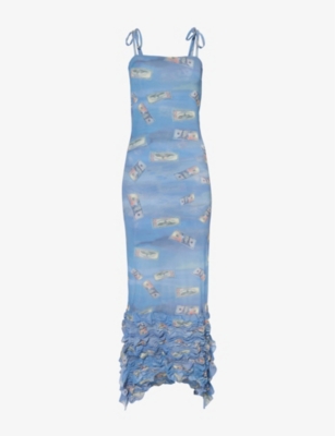 AVAVAV: Graphic-print ruched stretch-woven maxi dress