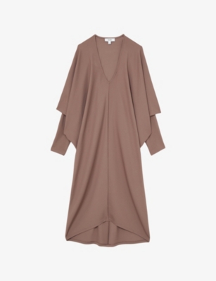 REISS: Gracie V-Neck Stretch-Jersey Midi Dress