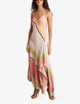 REISS: Hallia Stripe-Print Handkerchief Woven Maxi Dress