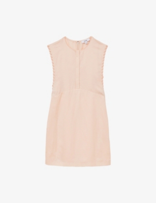 REISS: Fawn Whipstitch Linen-Blend Mini Dress