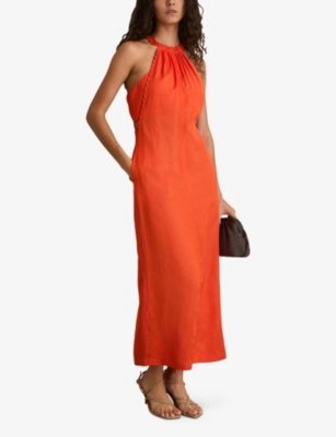 REISS: Erika Halterneck Woven Midi Dress