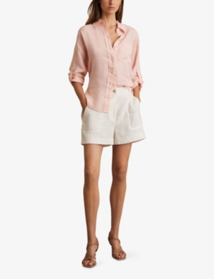 REISS: Leora Tie-Back Slim-Fit Linen Shirt