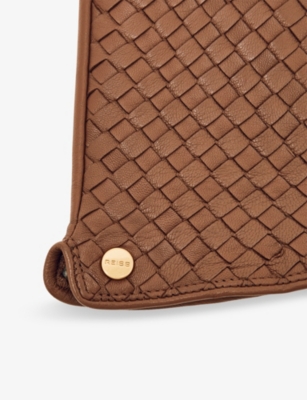 REISS: Giana woven-construction leather gloves