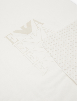 EMPORIO ARMANI: Logo-print double-sided cotton blanket 74cm x 65cm