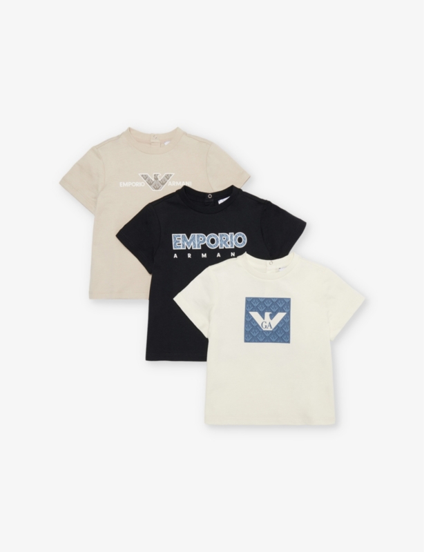 Logo-print short-sleeve pack of three cotton T-shirts 6-36 months