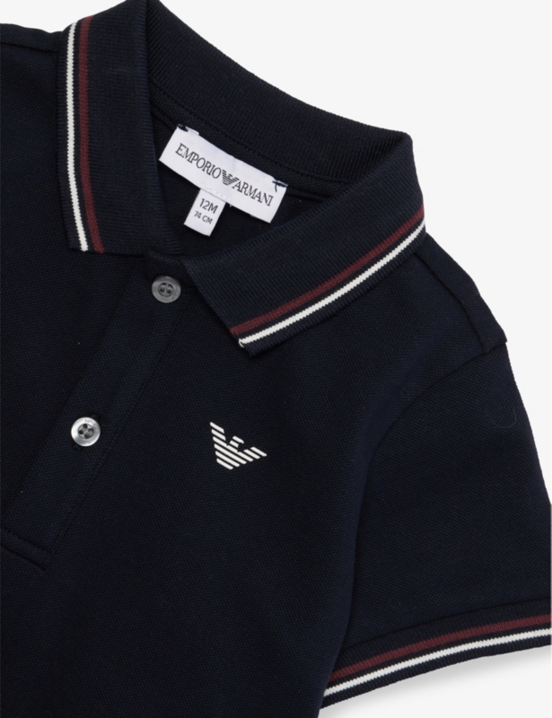 Embossed-Branding Striped Stretch-Cotton Piqué Polo Shirt 6-36 months
