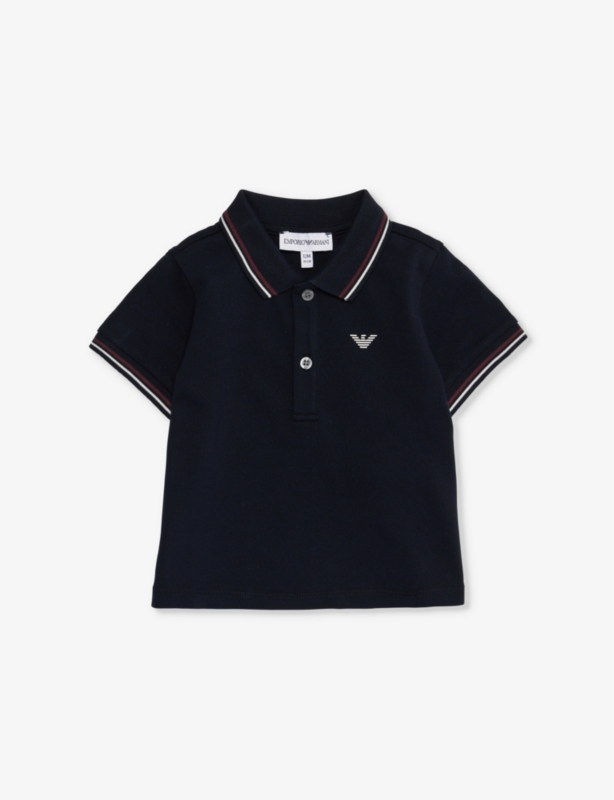 Embossed-Branding Striped Stretch-Cotton Piqué Polo Shirt 6-36 months
