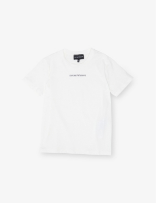 EMPORIO ARMANI: Logo-Print Crewneck Cotton T-Shirt 4-16 Years