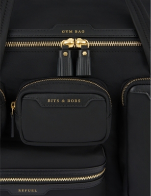 Anya Hindmarch Gym Patch-pocket Recycled-nylon Holdall Bag Black In Black