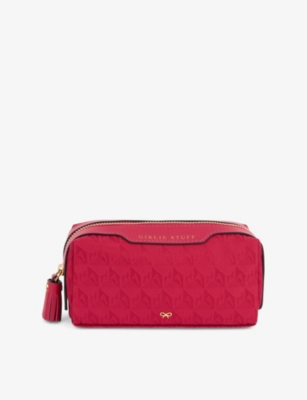 Anya Hindmarch Logo Jacquard Girlie Stuff Pouch In Magenta