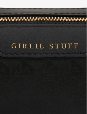 Anya Hindmarch Womens Black Girlie Stuff Logo-jacquard Recycled-nylon Pouch In Black
