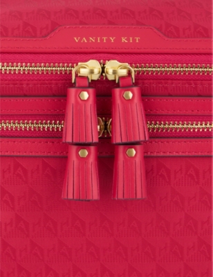 ANYA HINDMARCH WOMENS MAGENTA LOGO-EMBOSSED RECYCLED-NYLON VANITY KIT 