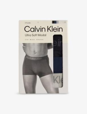 CALVIN KLEIN: Soft Modal Logo-Waist Pack Of Three Stretch-Jersey Trunks