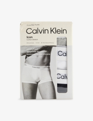 CALVIN KLEIN: Icon Relaxed-Fit Pack-Of-Three Stretch-Cotton Trunks