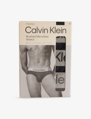 CALVIN KLEIN: Brushed Microfiber Logo-Waist Pack Of Three Stretch-Jersey Briefs